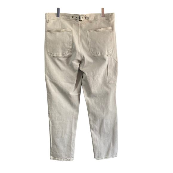 Old Navy Ecru Sky-High Waist Carpenter Style Jeans Straight Leg Size 18 Tall - Picture 2 of 7